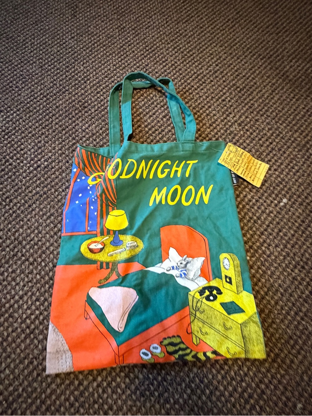 Goodnight Moon Illustrated Tote Bag - Teal & Orange